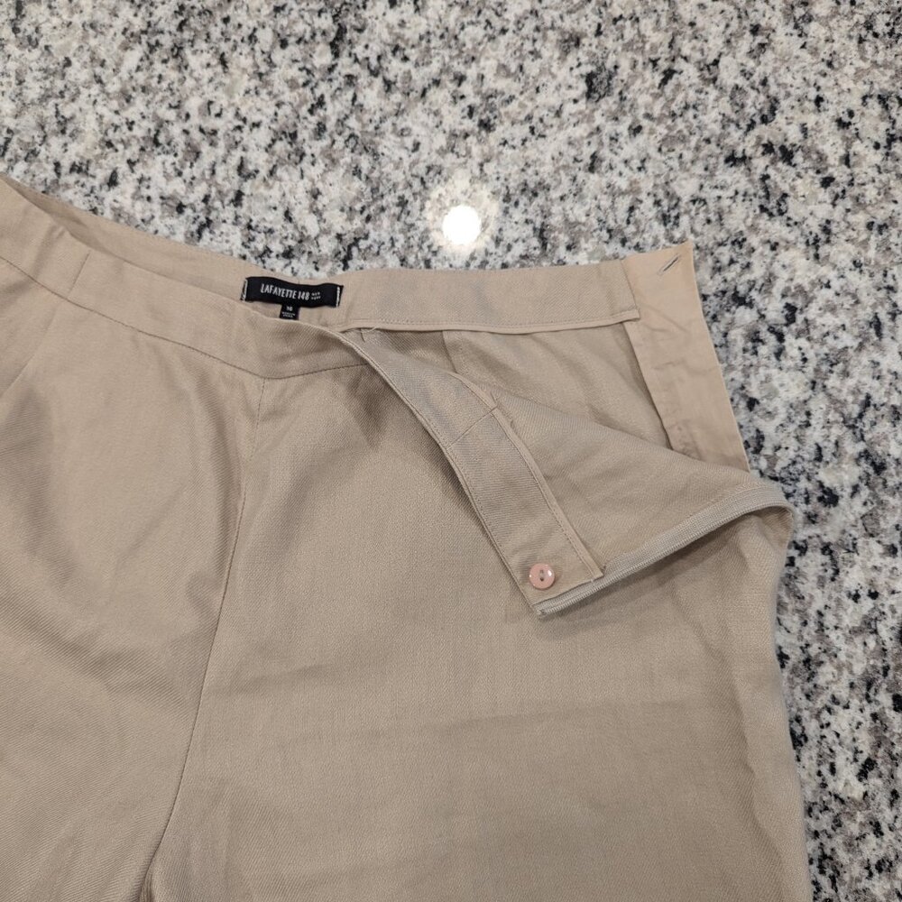 LAFAYETTE 148 100% Linen Wide Leg Pants 16 Tan Sand Women's - Picture 4 of 8